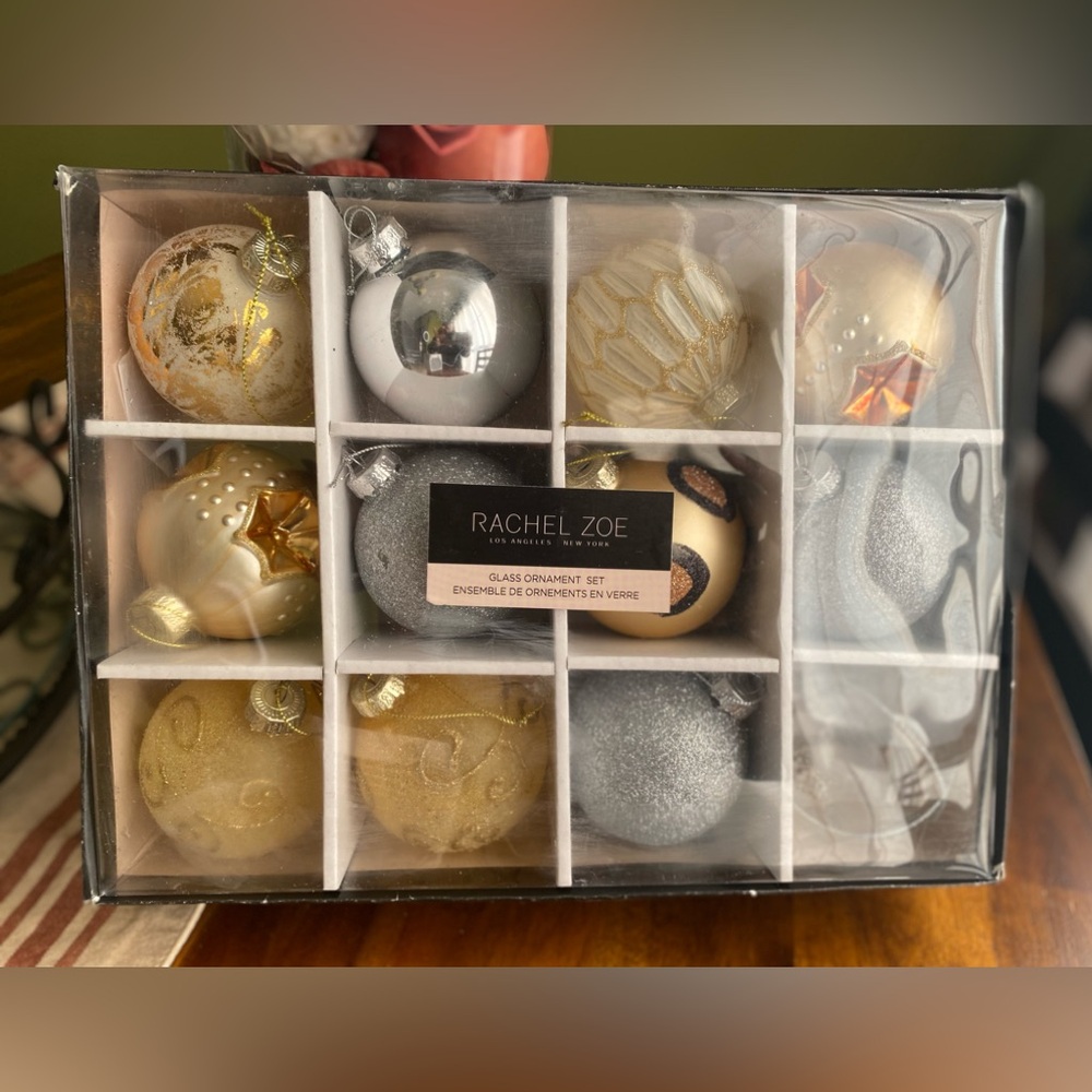 Rachel Zoe 12 Piece Glass Ornament Set
